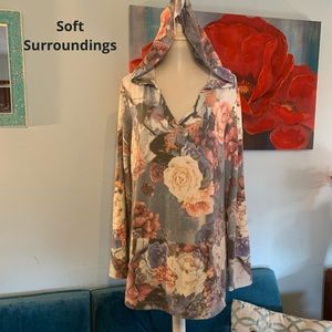 Soft Surroundings Floral Hoodie Top - Multicolor